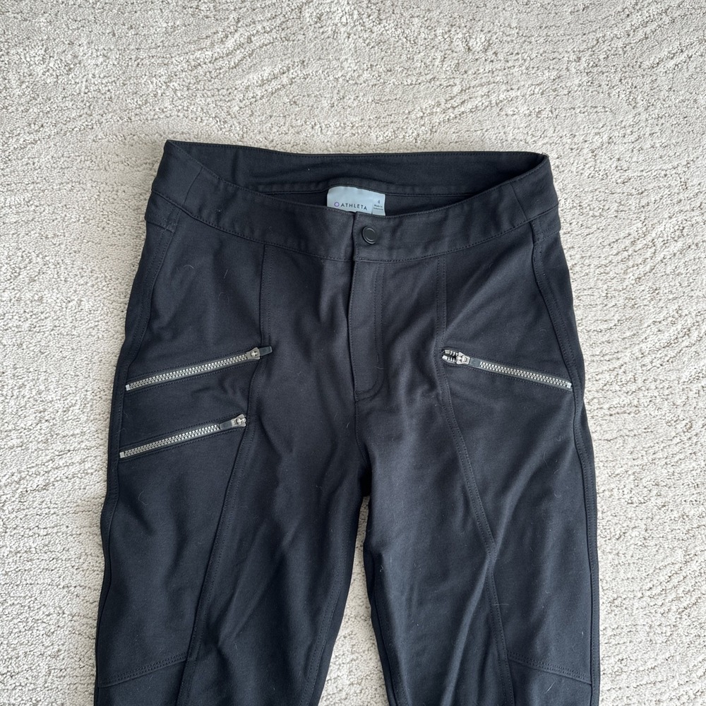 Women's Athleta Size 4 Ponte Moto Pant Black Leggings High Rise - Picture 4 of 7